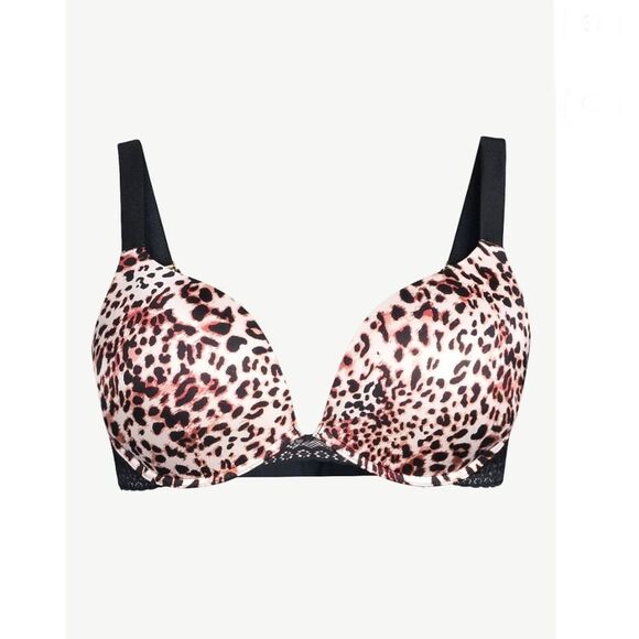 Women's Plus Underwire Leopard’s Print Plunge Bra 2-Pack Size 46DD - Picture 3 of 5